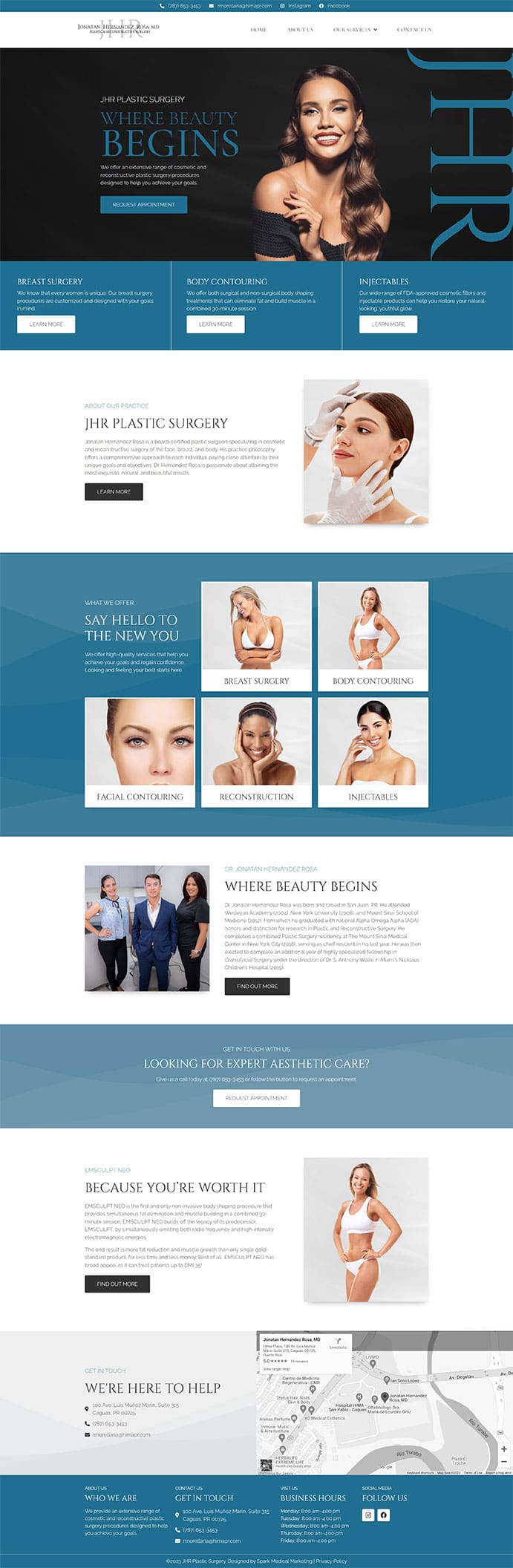 JHR Plastic Surgery Homepage | Spark Medical Marketing